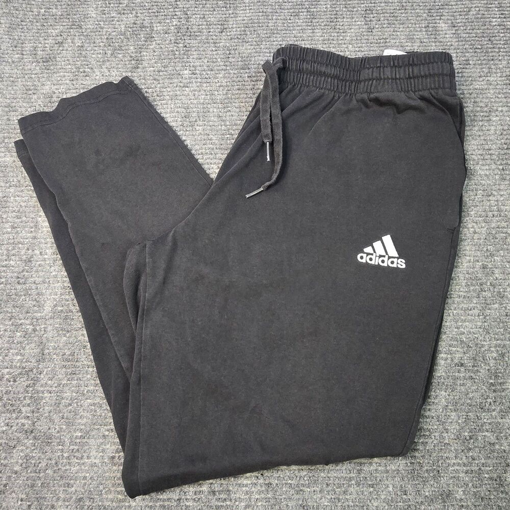Adidas Mens Size XL Black Athletic Sweatpants Logo Drawstring Joggers Pockets